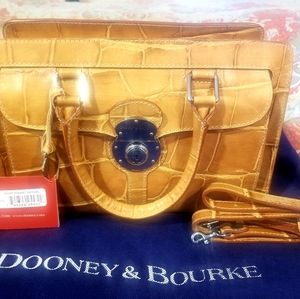 Dooney and Bourke Embossed Tan Leather Satchel